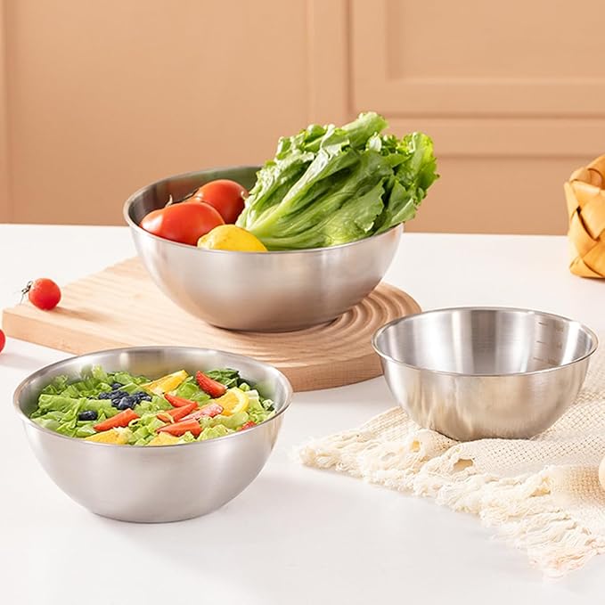Stainless Steel Salad Bowls Set of 2 Mixing Bowl - Image 4