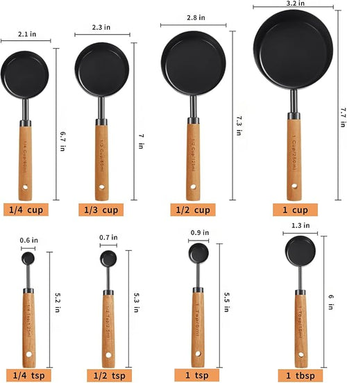 8-Piece Food-Grade Measuring Cups and Spoons Set, Nonstick Black Kitchen - Image 2