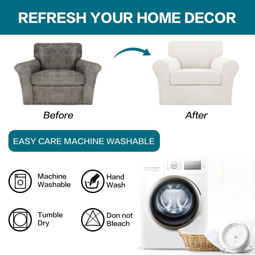 Turquoize 2 Piece Chair Covers Armchair Slipcovers for Living Room Armchair S...