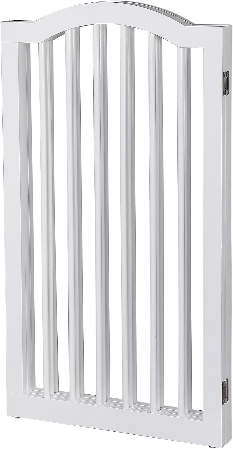 INTERNET'S BEST Arched Top Dog Gate | 3 Panel, 36" H Wooden Pet Barr...