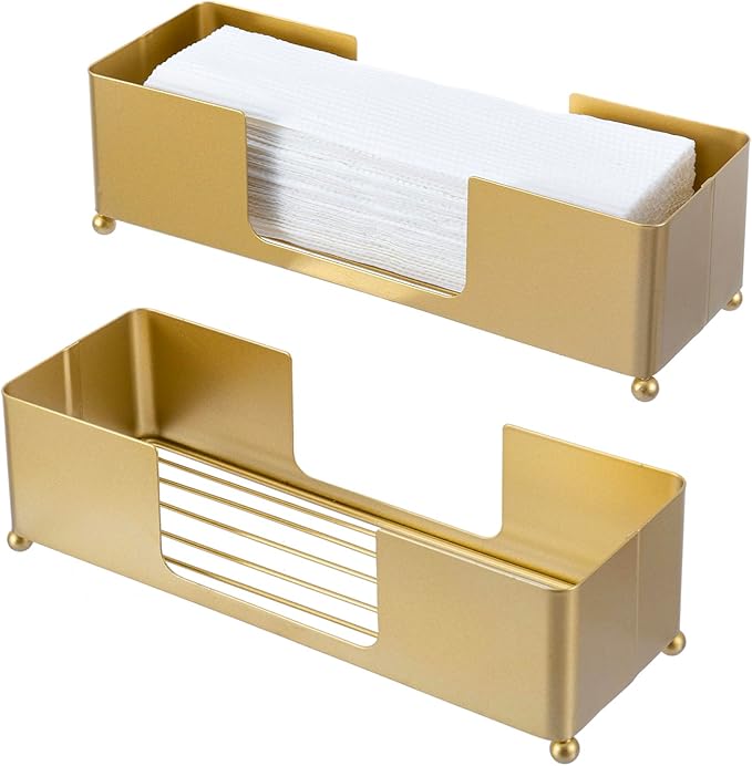 MyGift Modern Brass Tone Metal Tabletop Folded Hand Towel Holder, Commercial by MyGiftHome