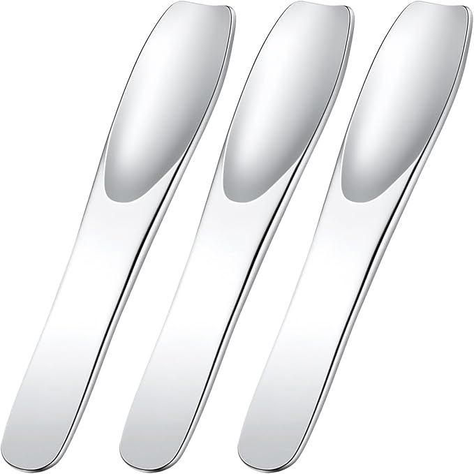 Pndeyo 3pcs Mini Stainless Steel Makeup Spatula, 2.75x0.45in Reusable Cosmetic by Pndeyo