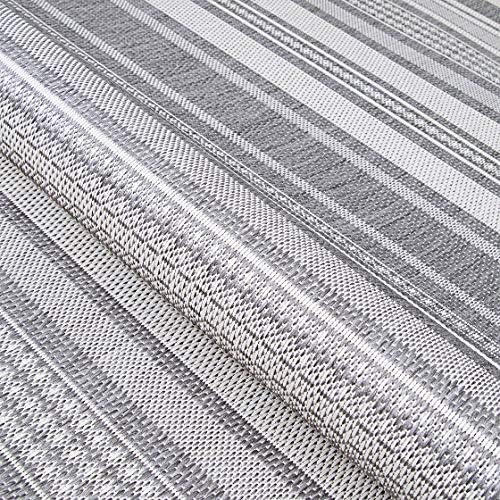 Couristan Recife Striped Washable Outdoor Area Rug, Silver Grey, 5 x 8 Ft
