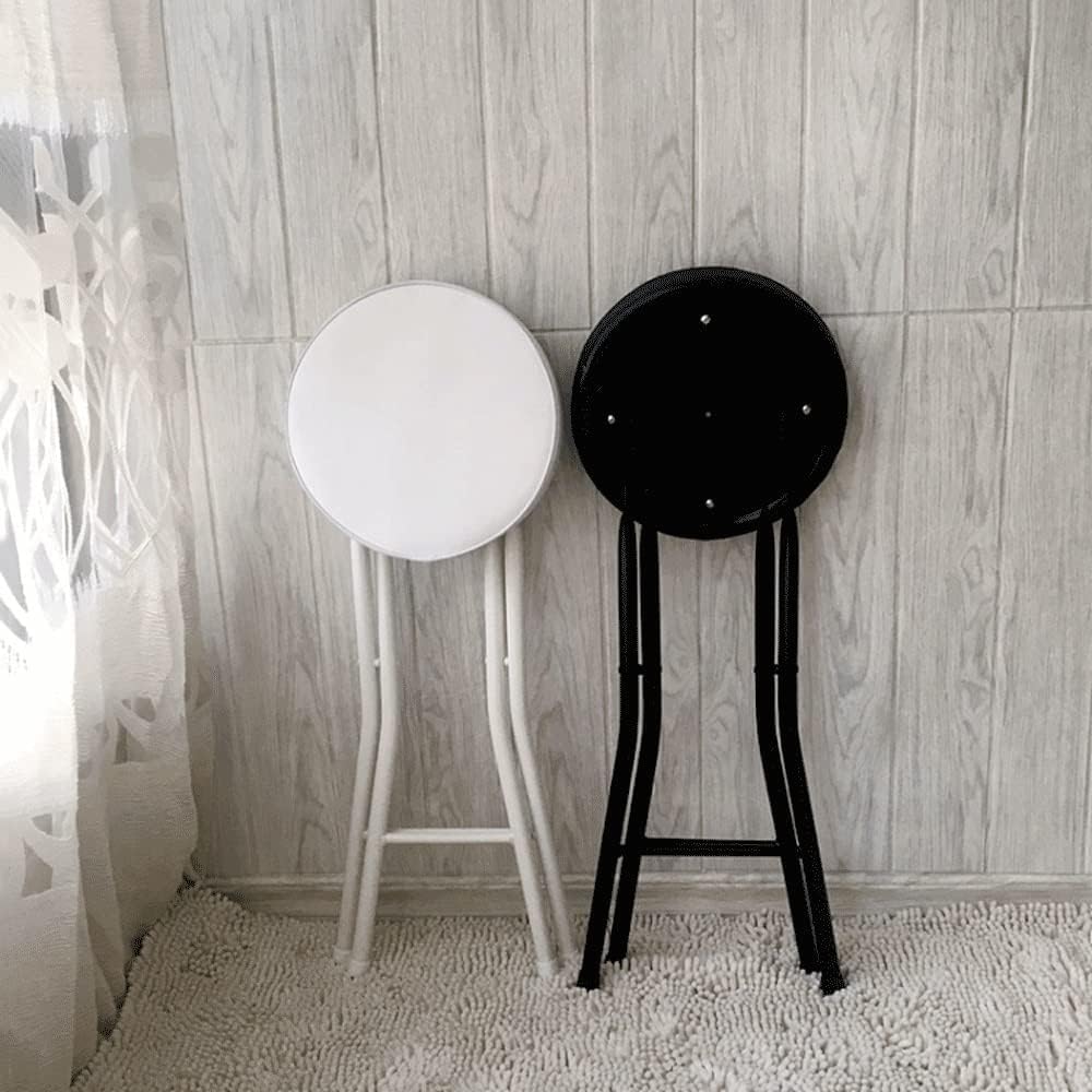 Foldable Round High Chair for Adults Compact White Folding Bar Stool Non Slip...
