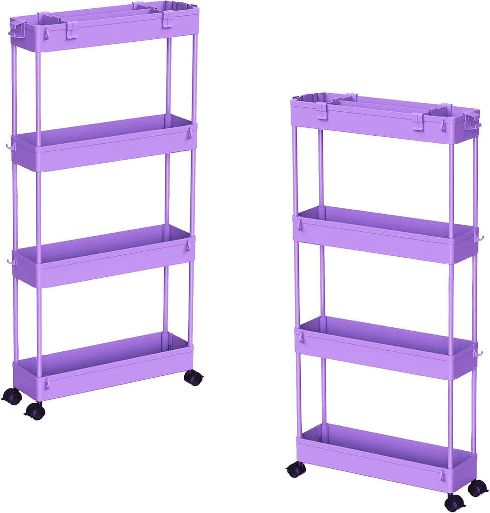 SPACELEAD 2-piece Set Slim Storage Cart 3 Tier, Bathroom Organizer Rolling