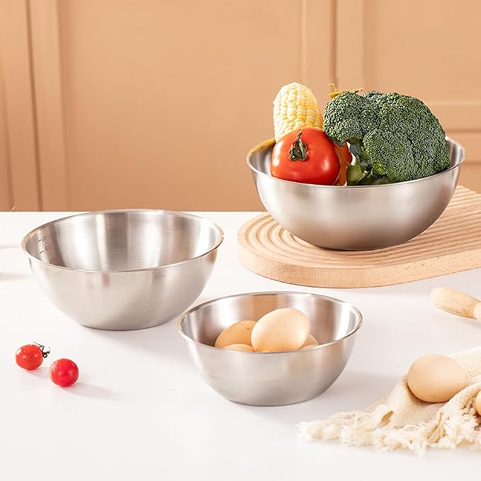 Stainless Steel Salad Bowls Set of 2 Mixing Bowl - Image 3