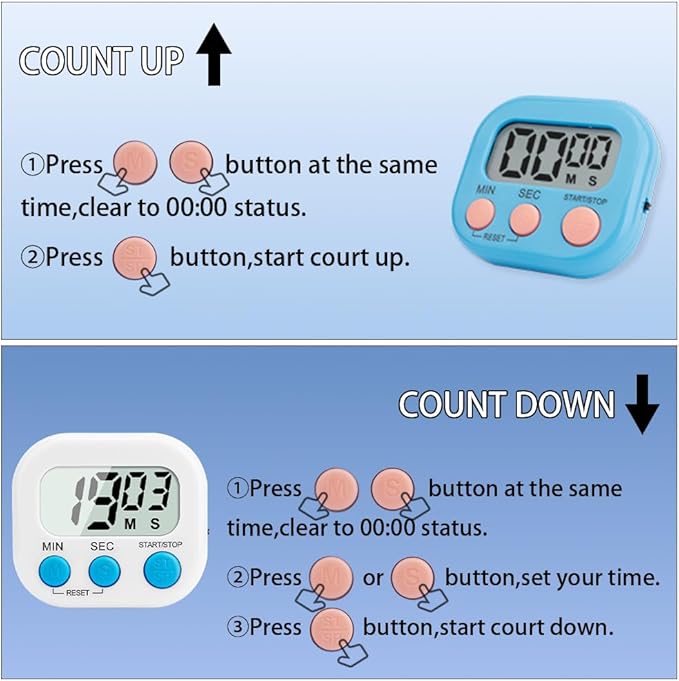 Digital Kitchen Timer, Magnetic Countdown Minute Simple Timer - Image 6