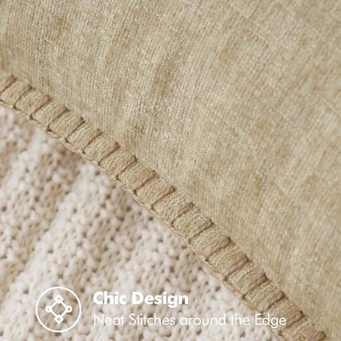 MIULEE Pack of 2 Couch Throw Pillow Covers 24x24 Inch Beige Farmhouse - Image 2