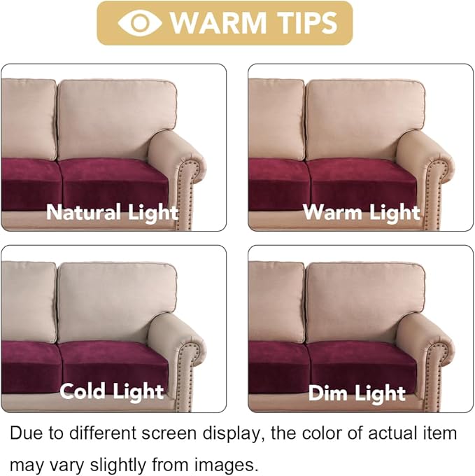H.VERSAILTEX Velvet Stretch Couch Cushion Cover Plush Cushion Slipcover - Image 6