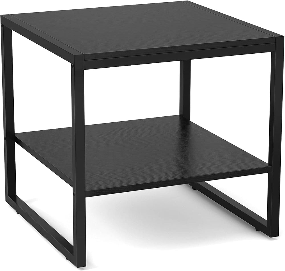Homieasy End Table, 20 Inch Square Side Table, Mini Fridge Stand, Black