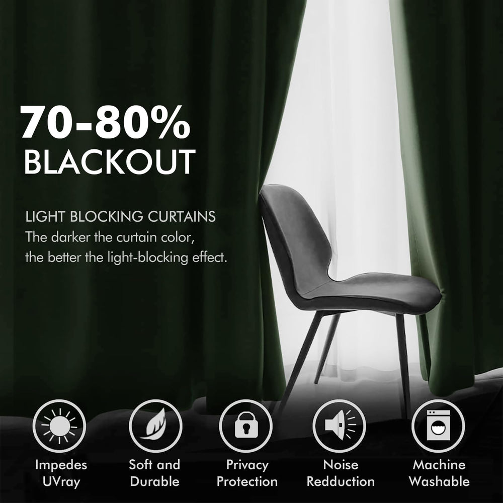 MIULEE Velvet Blackout Curtains Olive Green 52 x 84 Inch Length 2 Panels