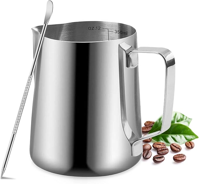 Milk Frothing Pitcher, 350ml/12oz Milk Frother Cup Stainless Steel Jug Steaming by UMUACCAN