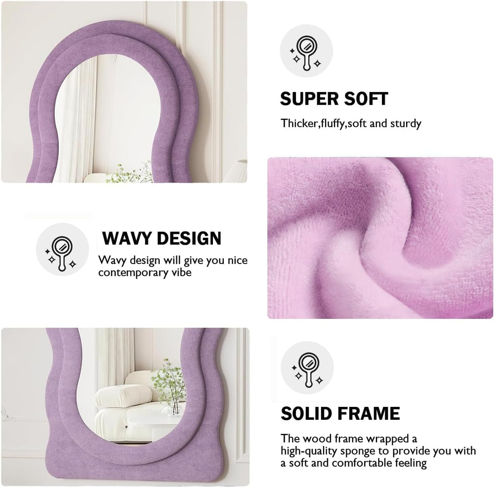 Dewfig Full Length Mirror, 63" x 24" Flannel Full Body Mirror, Purple