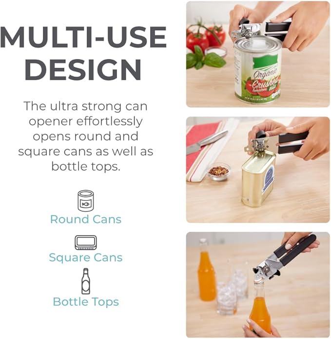 Kitchen Genie Slip Resistant Stainless Steel Manual Can Opener, Sharp Blade - Image 6