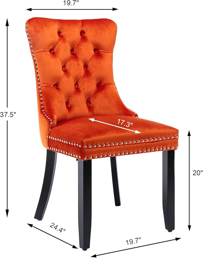 Velvet Dining Chairs Set of 6, Upholstered Dining Room Chairs with Back Ring ...