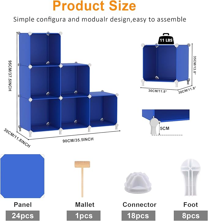 AWTATOS Cube Storage Organizer, 6 Cube Closet Organizers and Storage Shelves - Image 3