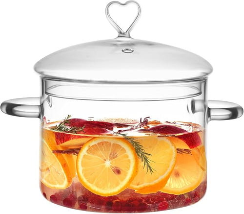 2 L Glass Cooking Pot with Lid, Simmer Pot by CALORCRISTO