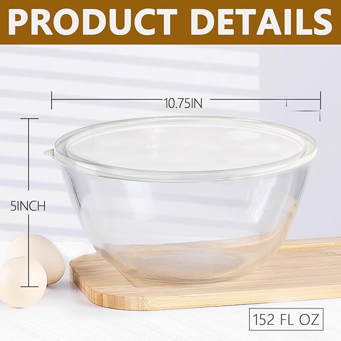 5 Quart Deep Big Glass Bowl
