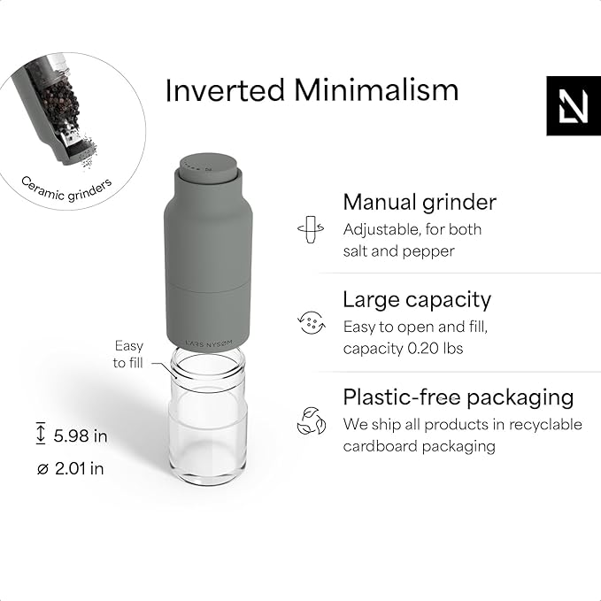 LARS NYSØM Salt and Pepper Grinder Set, Stainless Steel Manual Salt and Pepper - Image 4
