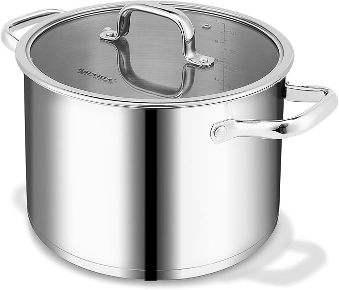 Rorence Stainless Steel Stock Pot, Tri-Ply Base Large Pot Induction Cooking Pot by Rorence