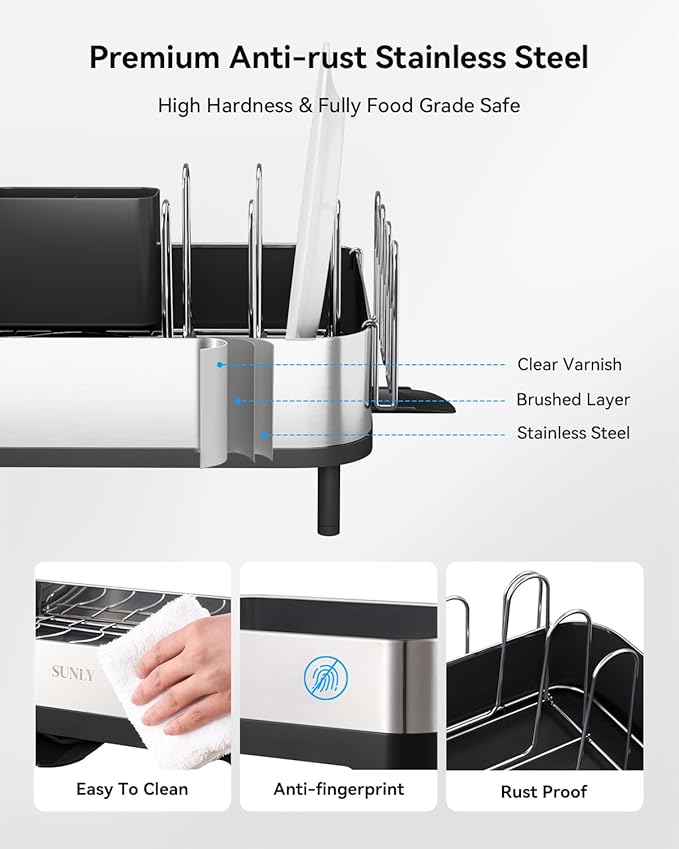SUNLY Expandable Dish Drying Rack, Versatile Brackets