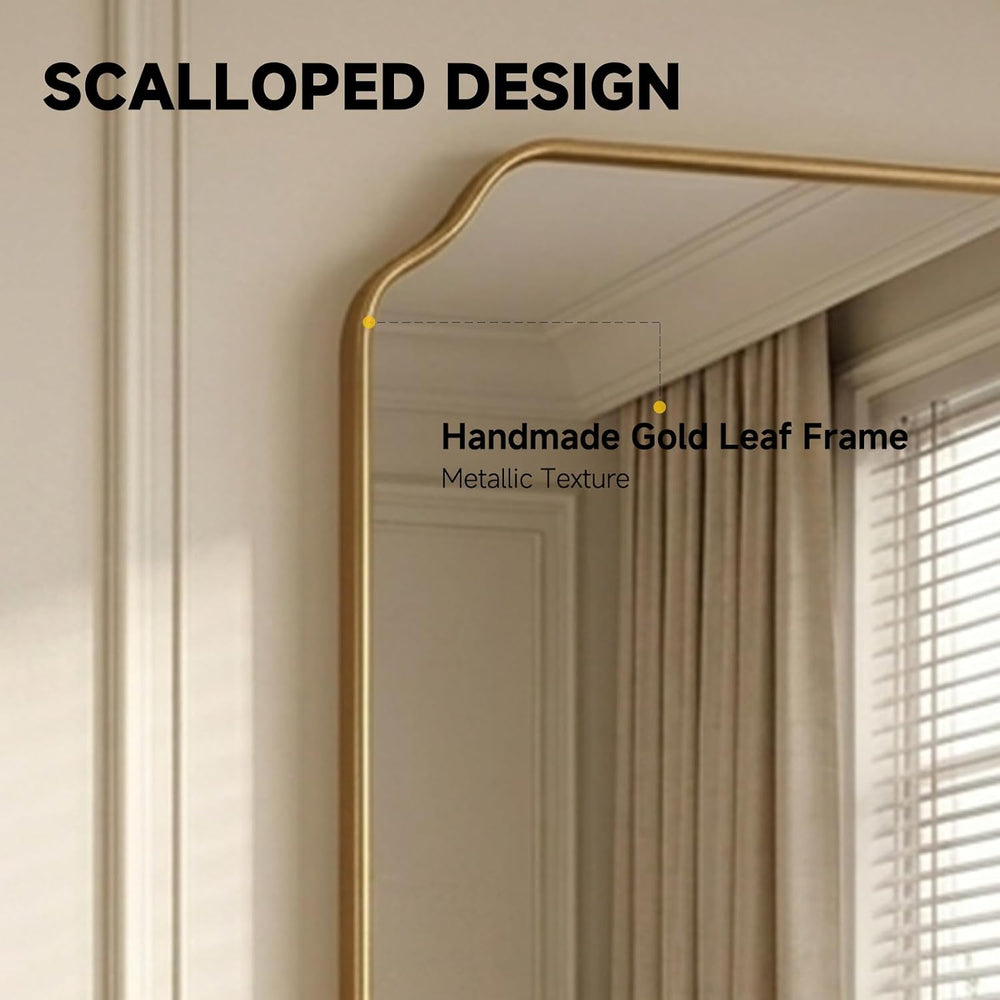 30"x22" Gold Bathroom Wall Mirror, Scalloped Edge Vanity Mirror