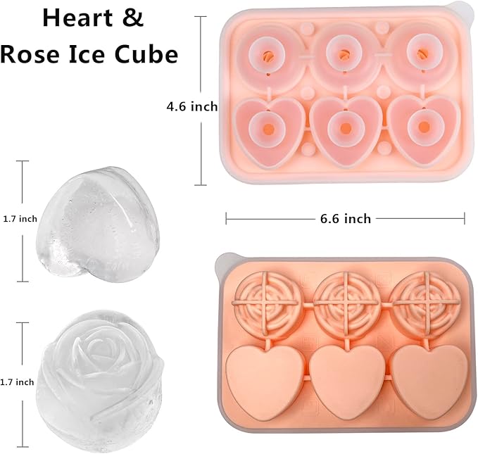 Rose Ice Cube Mold, Heart Shapes Ice Cube Tray, Silicone Ice Mold Fun Shapes - Image 2