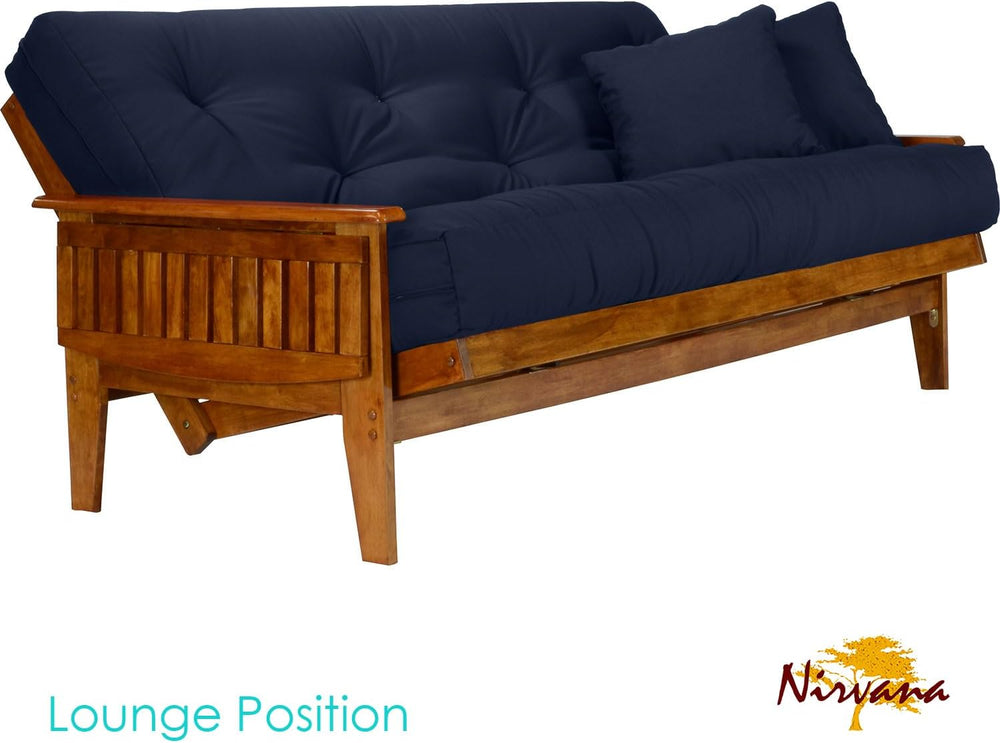 Eastridge Futon Set - Full Size, Frame, 8" Mattress, Twill Navy Blue Cover