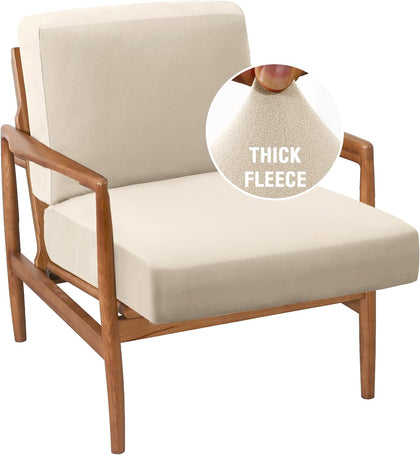 H.VERSAILTEX Chair Slip Covers with Arms 2 Piece Sofa Covers Super Stretch Cushion Covers for Modern Living Room Chair Soft Accent Chair Cover(Seat Cushion Cover Plus Back Cushion Cover, Ivory)