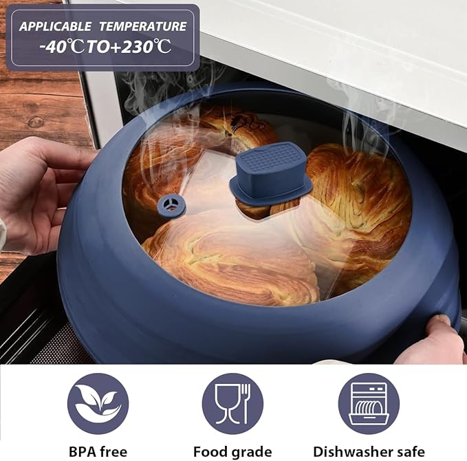 Tall Microwave Splatter Cover Glass Cover Guard Lid 5.8 inch Height - Image 2