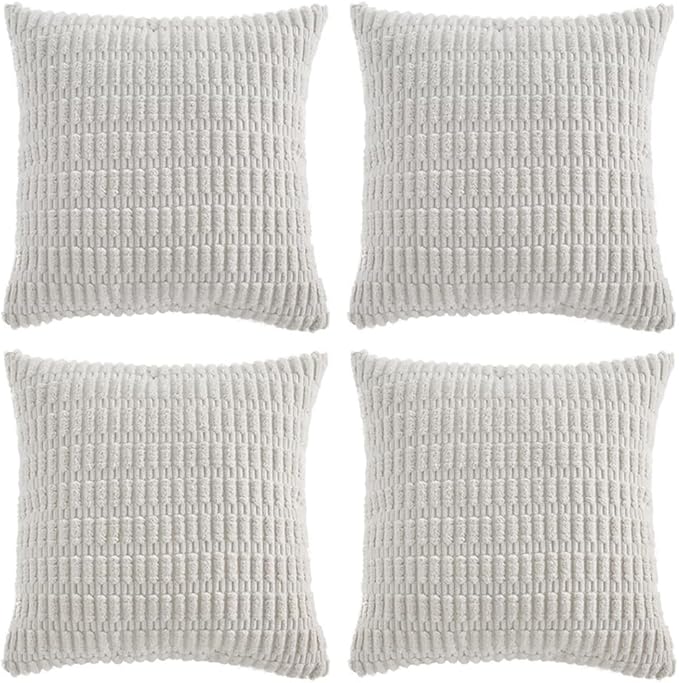 Fancy Homi 4 Packs Pure White Decorative Throw Pillow Covers 18x18 Inch by Fancy+Homi