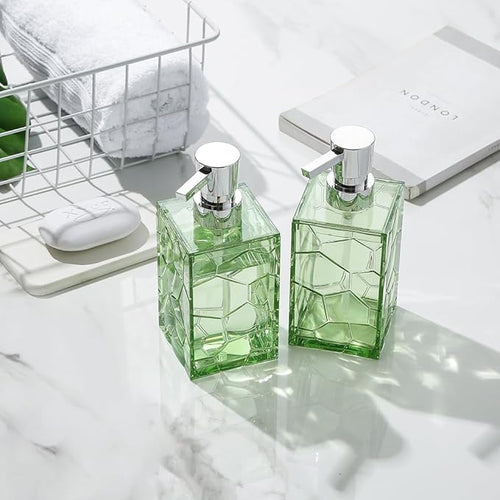 2 Pack Clear Saga Green Rust Proof Soap Dispenser Bathroom, Acrylic Plastic - Image 2
