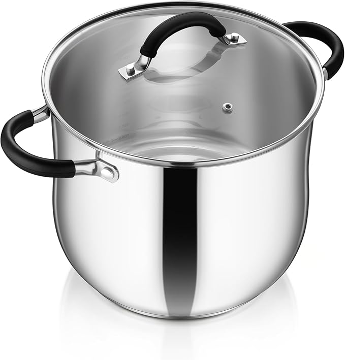 P&P CHEF Stainless Steel Stock Pot, 12 Qt Cooking Soup Pot