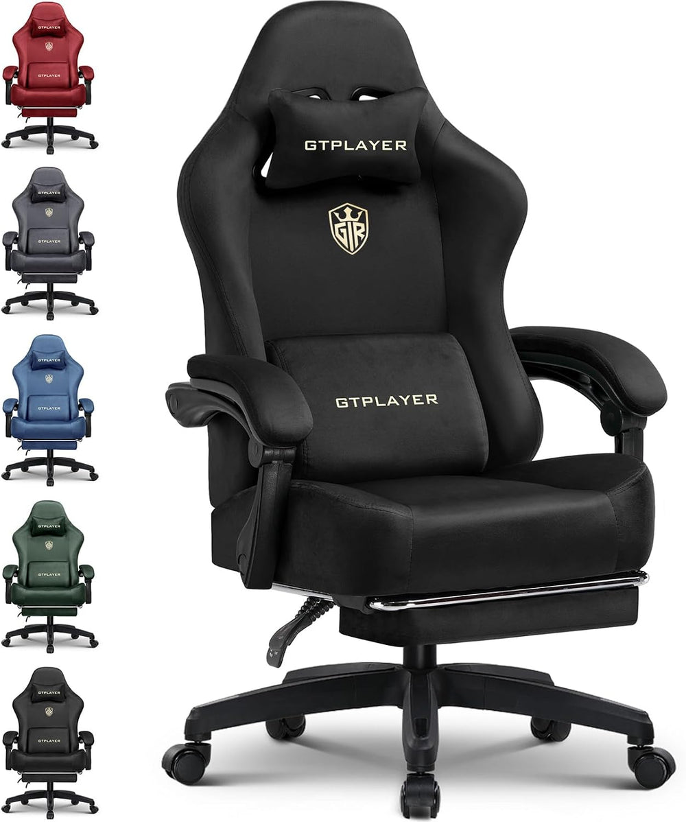 GTPLAYER Big and Tall Gaming Chair Fabric with Pocket Spring Cushion, High Ba...