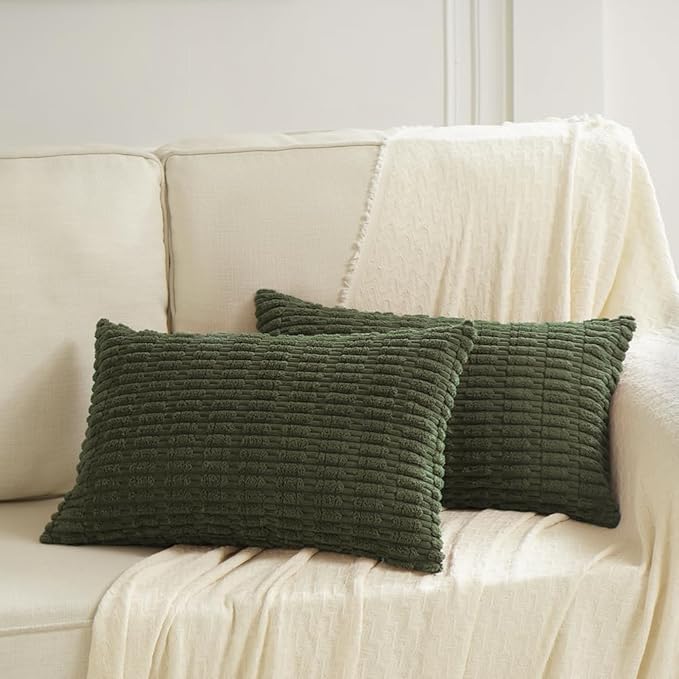Fancy Homi 4 Packs Boho Olive Green Decorative Throw Pillow Covers 12x20 Inch - Image 6