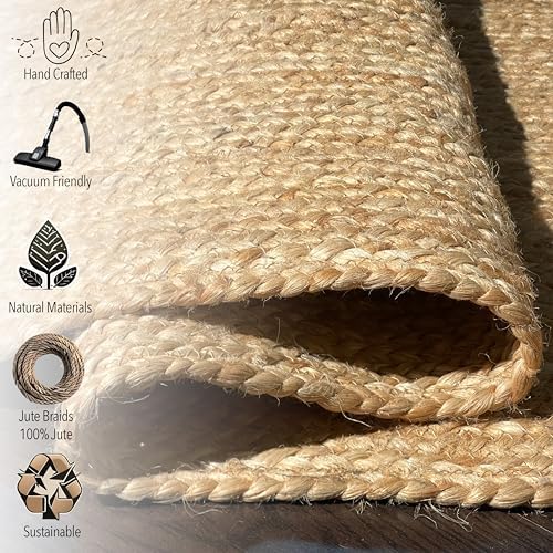 Chardin home Hand Woven Natural Jute Braided Area Rug – 6x9 Feet Rectangle | ...