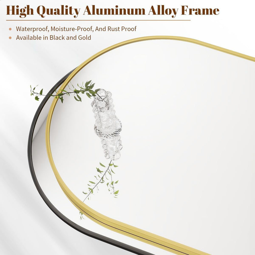BEAUTYPEAK 20"x30" Arch Bathroom Wall Mirror, Black
