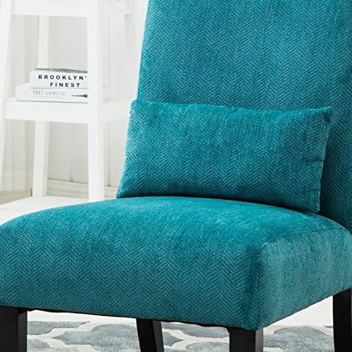 Roundhill Furniture Pisano Teal Blue Fabric Armless Contemporary Accent Chair...