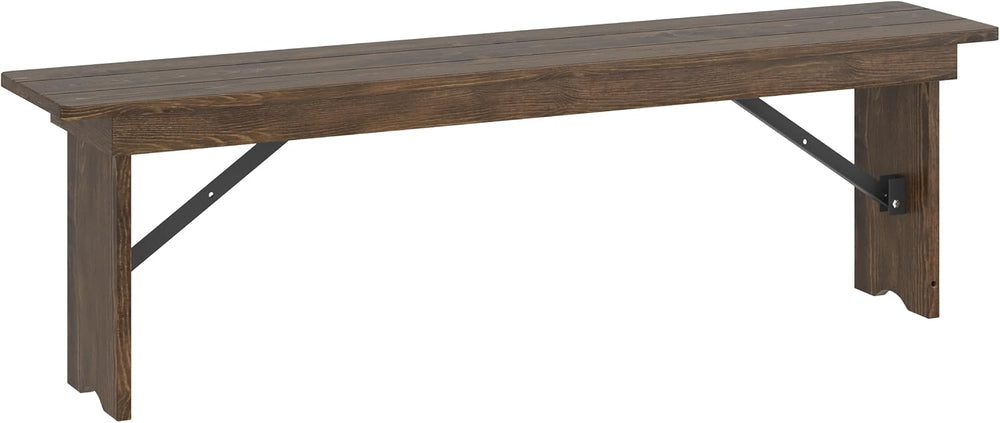Flash Furniture Hercules 60x12 in Commercial Folding Bench, Rustic | Foldable...