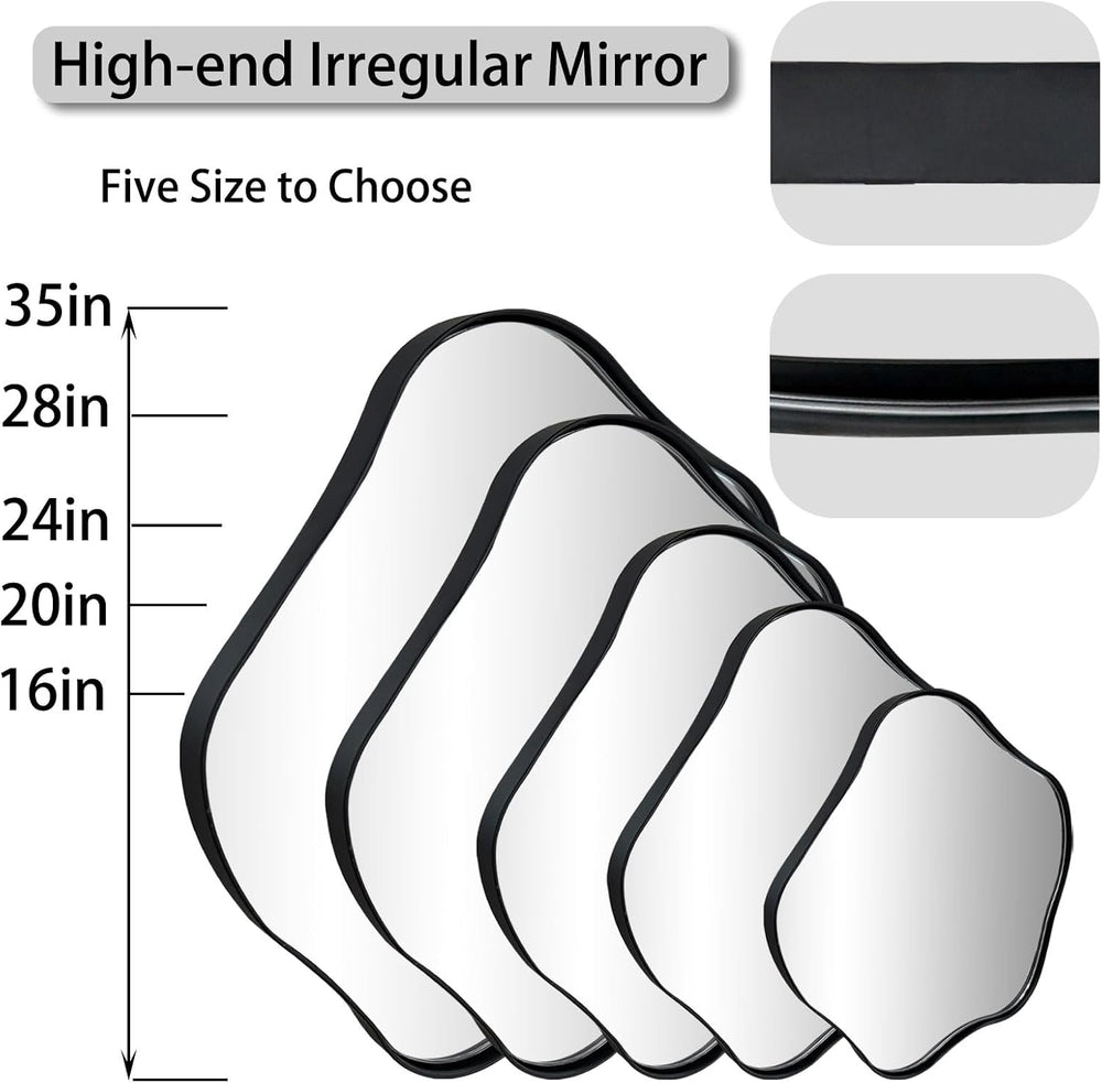 Scalloped Irregular Mirror, 16" Asymmetrical Art Deco Wall Mirror with B...