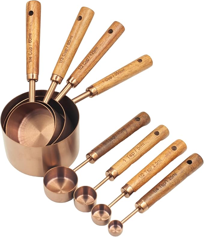 Measuring Cups and Spoons Set of 8, Stainless Steel Measuring Cup by Muchtolove