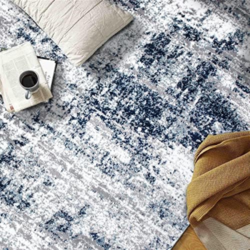 Rugshop Distressed Modern Bohemian Abstract Area Rug Blue 7'10" x 10...