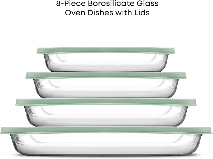JoyJolt 8-Piece Borosilicate Glass Oven Dishes - Image 2