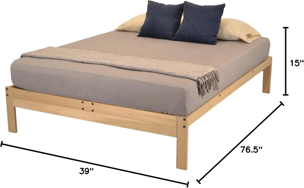 KD Frames Nomad Platform Bed - Twin Bed Frame - Unfinished Wood Bed Frame - M...