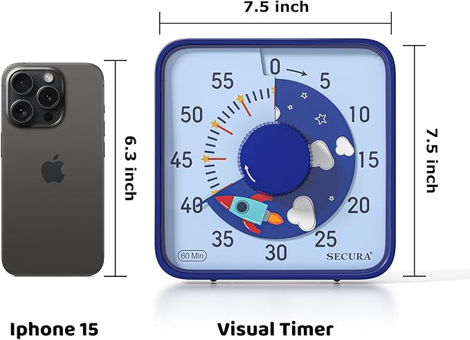 Secura 7.5-Inch Rocket Pattern Visual Timer - Image 7