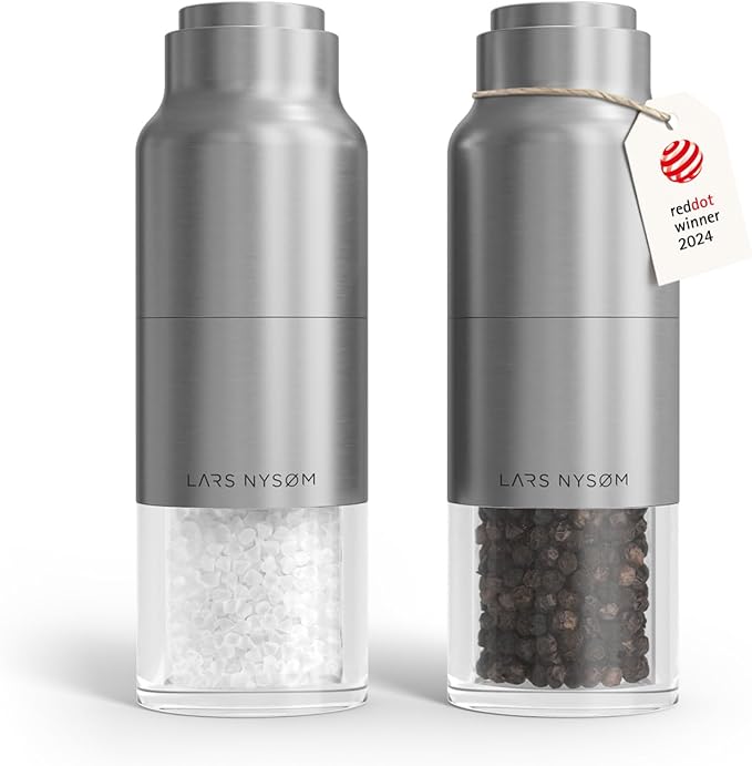 LARS NYSØM Salt and Pepper Grinder Set, Stainless Steel Manual Salt and Pepper by LN