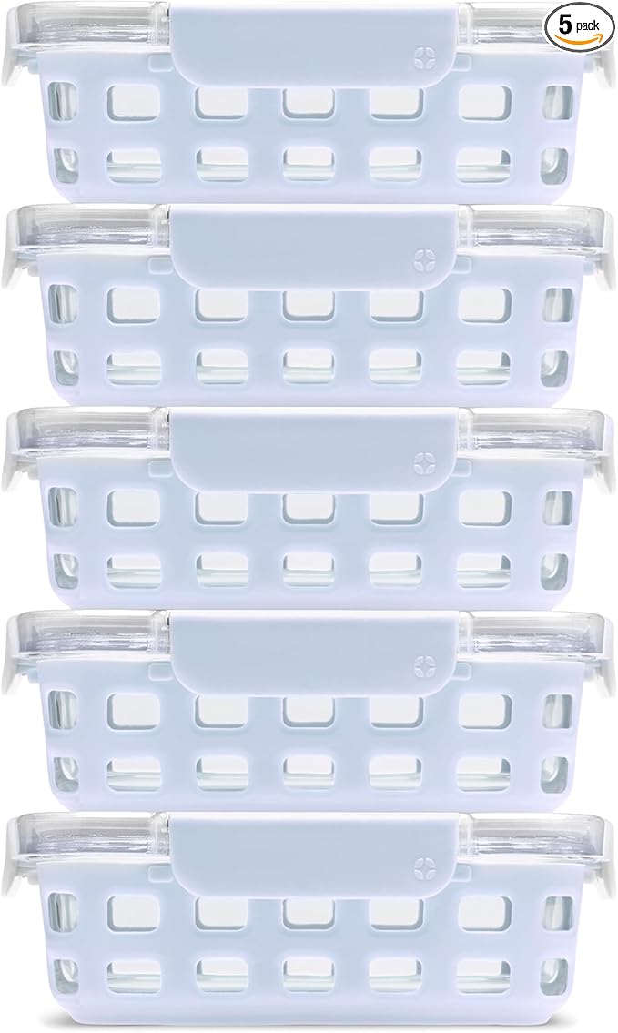 Ello Duraglass 3.4 Cup Meal Prep Sets 10Pc, 5 Pack Set- Glass Food Storage