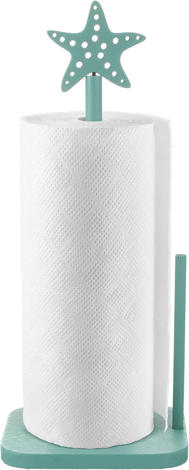 Leinuosen Beach Starfish Paper Towel Holder Rustic Beach Coastal Wooden Paper by Leinuosen
