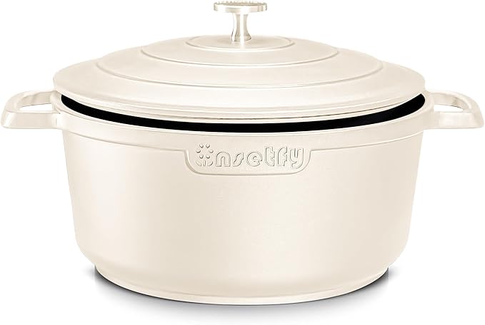 Large Dutch Oven Pot with Lid-7.5QT Cast Aluminum Oven Pot with Two Handles by INSETFY