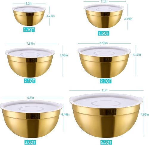 6 Piece Gold Mixing Bowls Set - Image 2